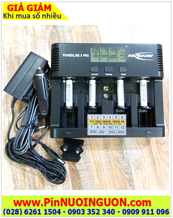 Ansman Powerline 5Pro _Bộ sạc Powerline 5Pro kèm 4 pin sạc Eneloop BK-4MCCE (AAA800mAh 1.2v)